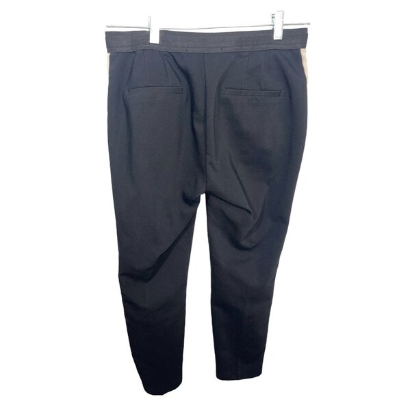 ZARA BASIC Women's Size Large Black Ankle Pants with White/Tan Side Stripes - Picture 3 of 14